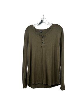 Two Blind Brothers Womens Henley Top Long Sleeve Olive Green Size XL